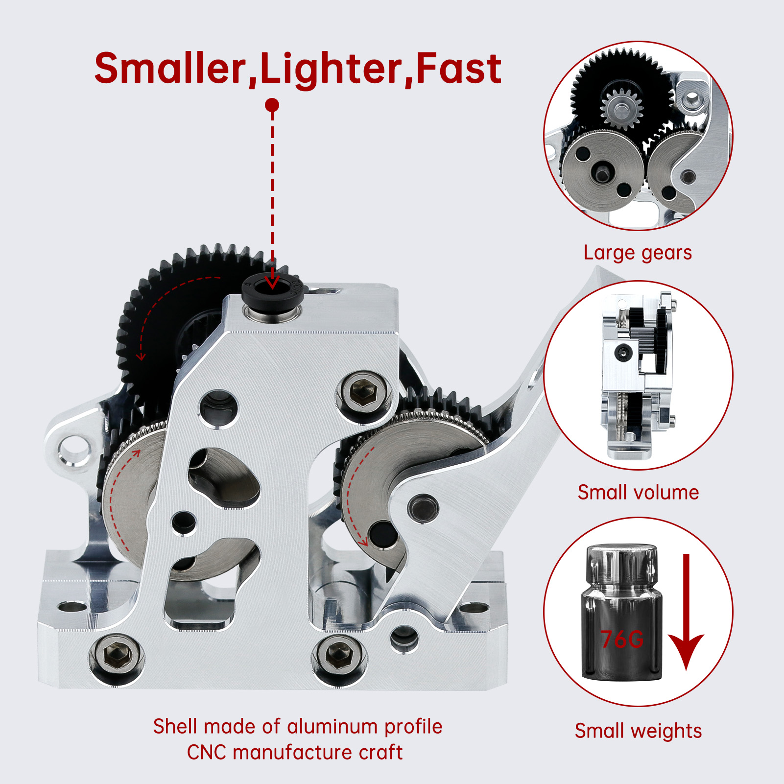 HGX LITE Dual Gear Hard Steel  - Direct Drive Dual Gear Extruder High Speed recension och pris